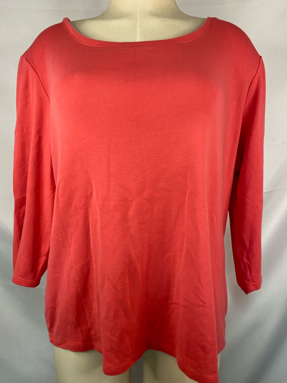 Chicos Women’s Boatneck 3/4 Sleeve Top - Coral Size 3